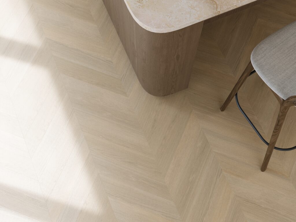 Hongaarse punt in een licht eiken kleur van bovenaf gefotografeerd.