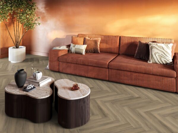 YUP Paddington Herringbone dryback light brown - Floorlife