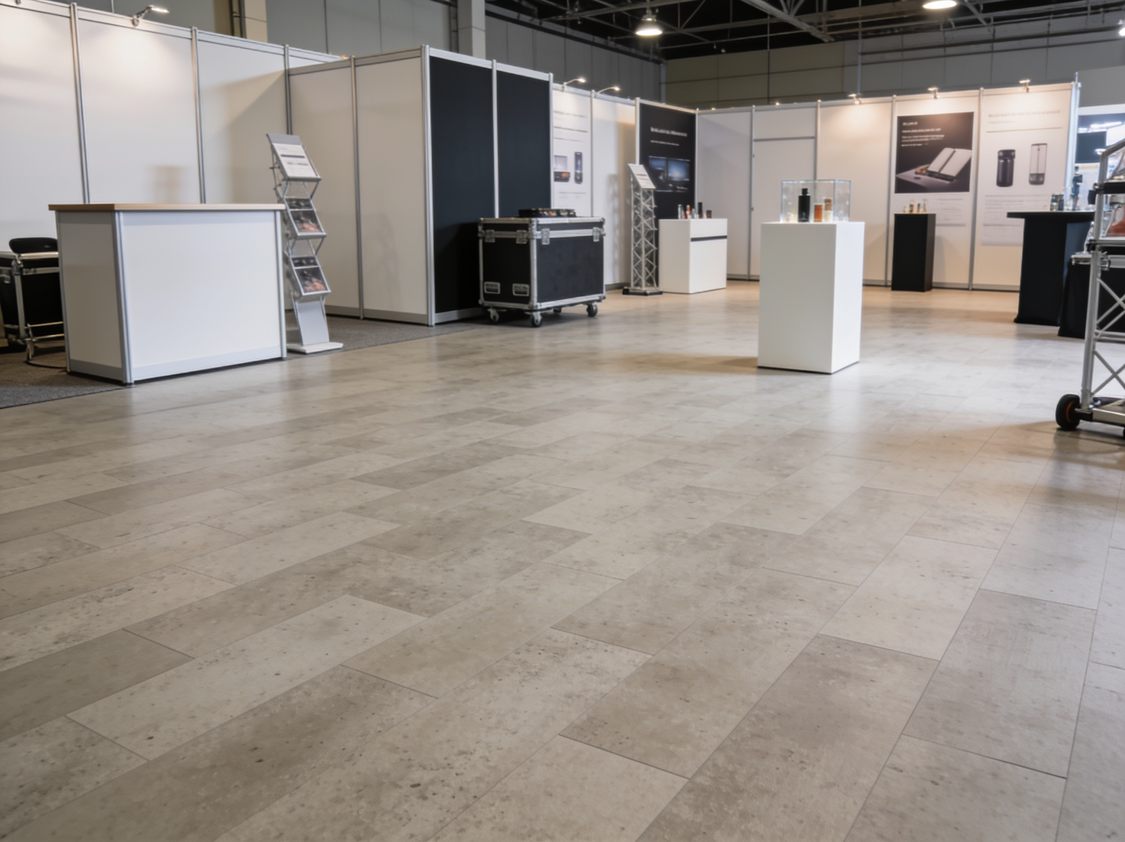 PVC kliktegels in een pop-upbeurs evenement.