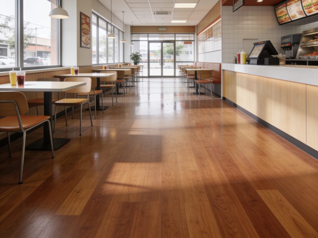 PVC vloer in een fastfoodrestaurant
